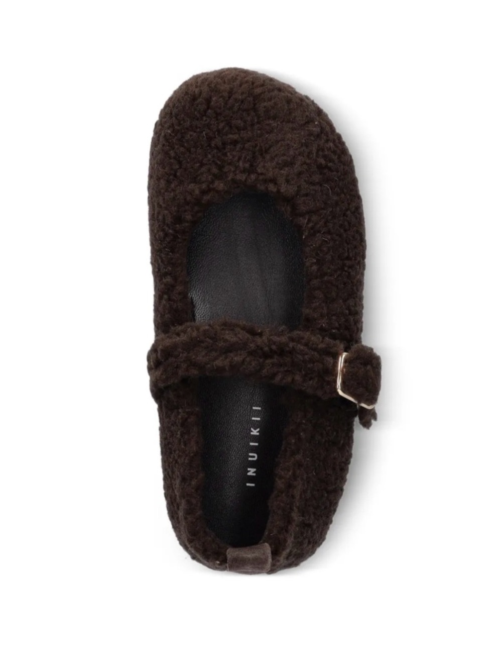 Inuikii Chocolate Sherpa Molly Curly Buckle Strap Ballet Flats 🔥 Size 39